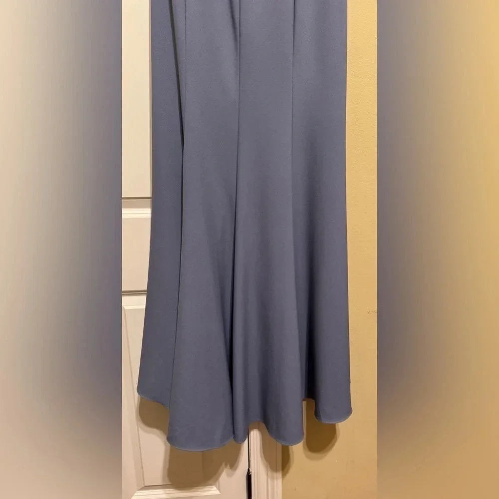 Amsale Yana Slate Crepe Prom Bridesmaid Formal Dress Long Size 12 - Picture 8 of 15